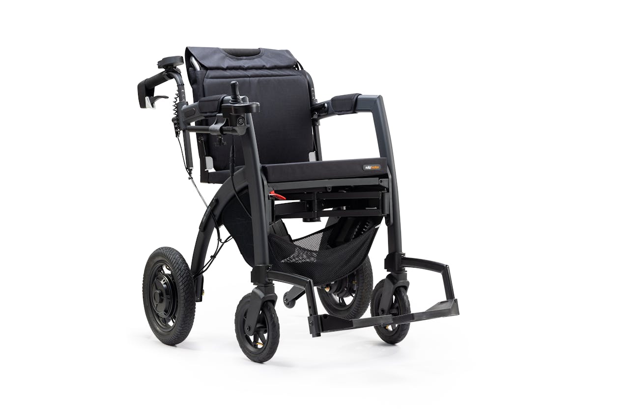power wheelchair near me with elevated footrests in use


