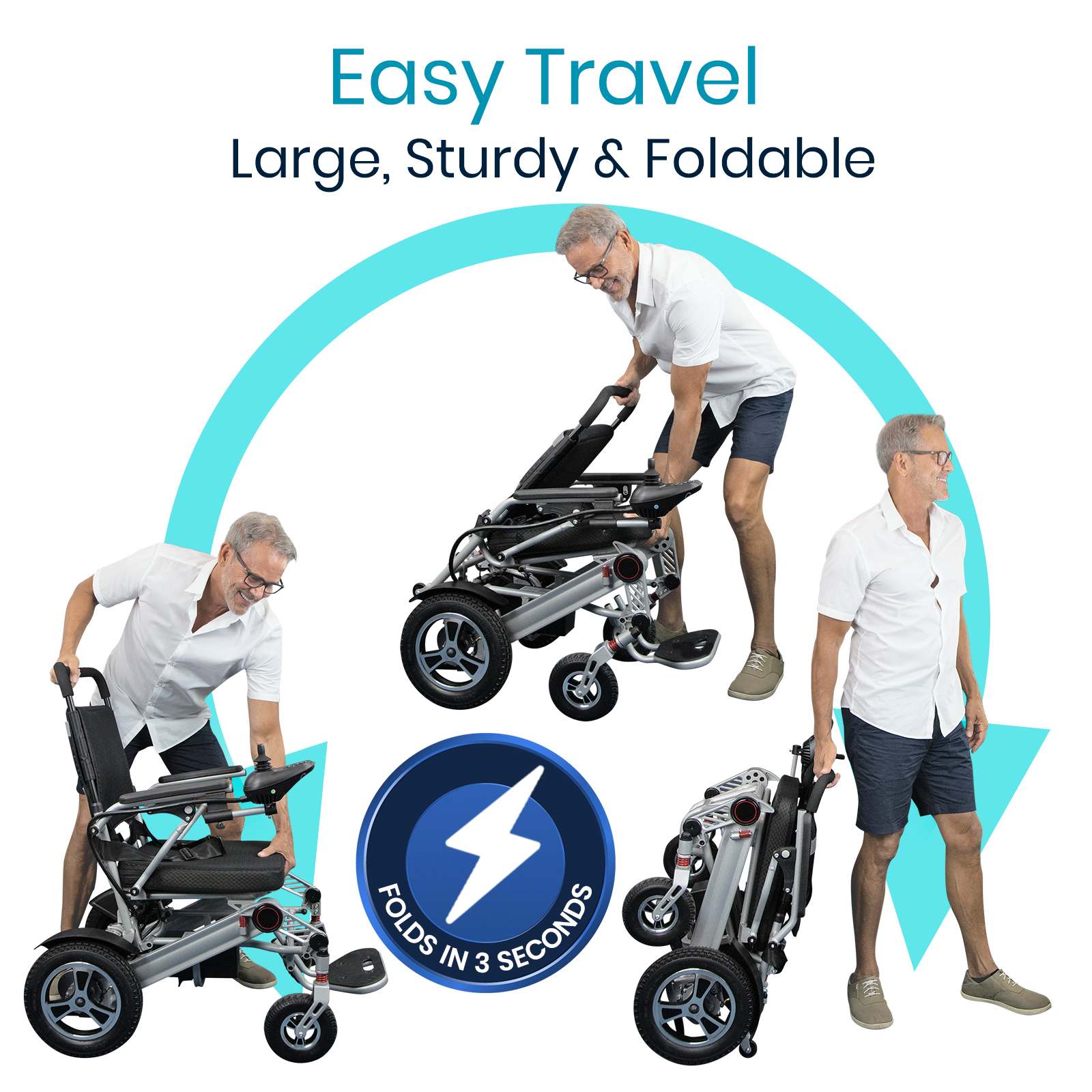Foldable Power Wheelchair (265lb Weight Capacity)