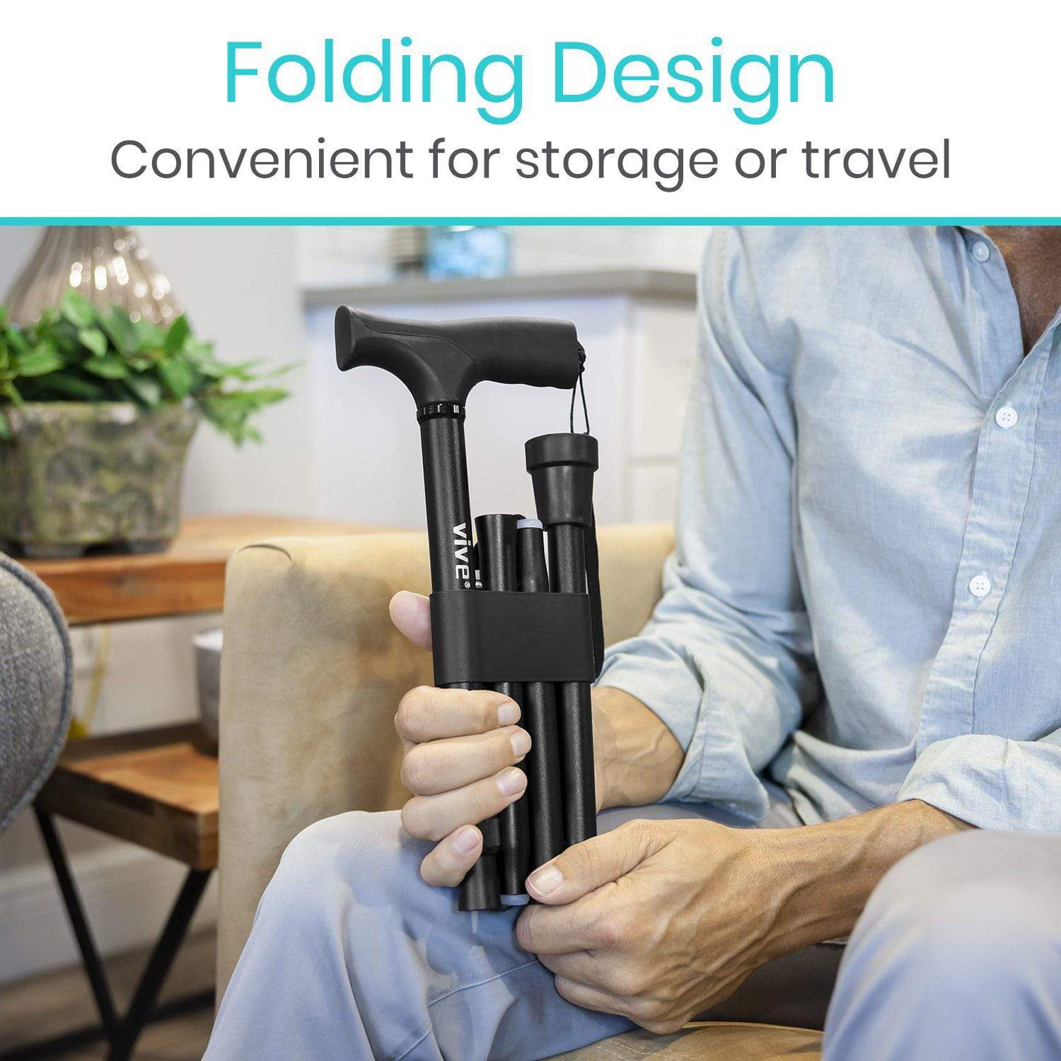 Vive Folding Cane - Foldable Walking for Men, Women Fold-up, Collapsible,  Lightweight, Adjustable, Portable Hand Stick Balancing Mobility Aid Sleek,  Comfortable (Black Butterfly) : : Health & Personal Care